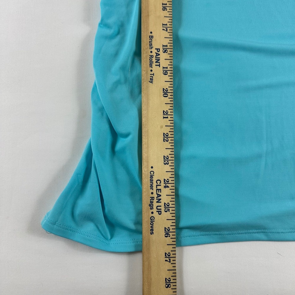 NWT JM Collection Women's Large Turquoise‎ Blue Keyhole Ruched Sleeveless Top - Picture 7 of 7
